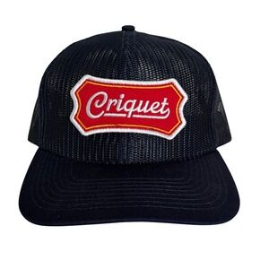Criquet Navy Blue Mesh Trucker Hat Snapback Logo Patch Cap Mens Adjustable